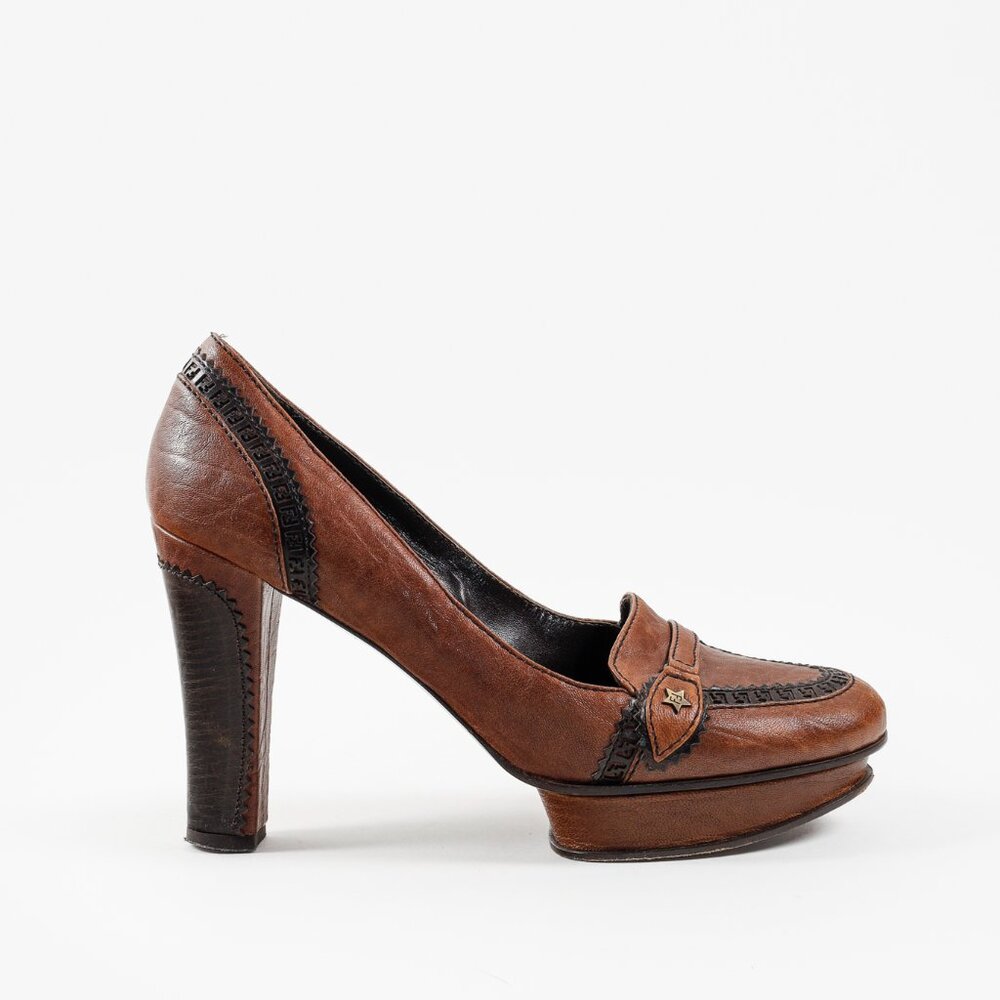 Fendi Brown Brogue Platform Pumps